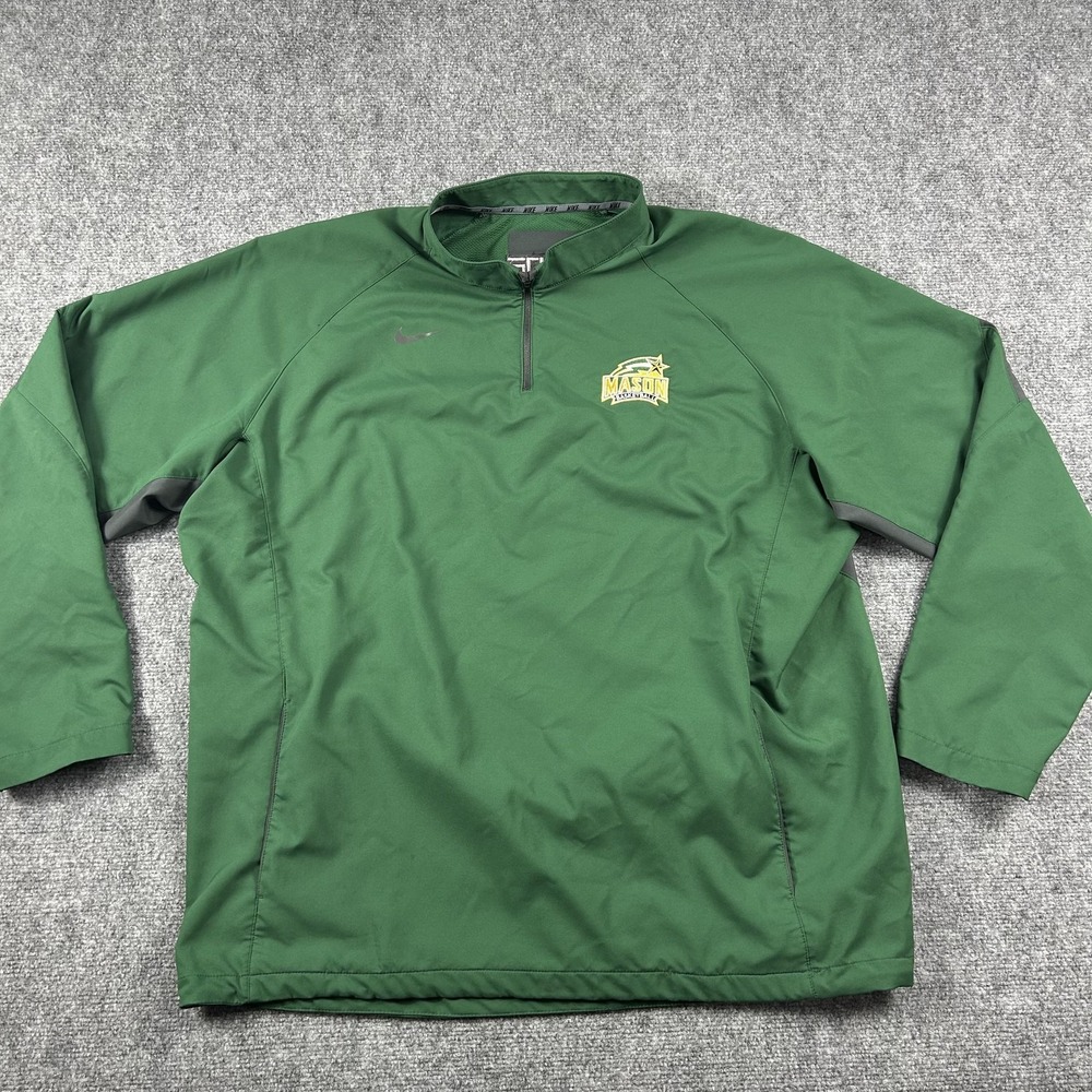 George Mason Patriots Jacket Mens 2XL Green‎ NCAA Basketball Nike Quarter Zip